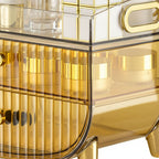 SOGA 3 Tier Golden Yellow Multifunctional Countertop Cosmetic Storage Makeup Skincare Holder Jewelry Cabinet Bathroom Desk Drawer Vanity Organiser