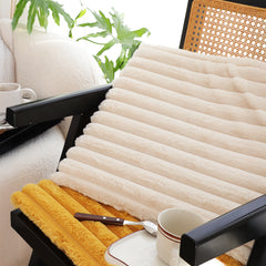 SOGA Cream Corduroy Cushion – Soft Plush Backrest for Home & Office