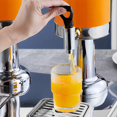 SOGA 6L Dual Silver Stainless Steel Beverage Dispenser Ice Cylinder Clear Juicer Hot Cold Water Jug