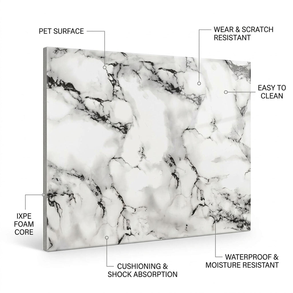 SOGA Peel & Stick Floor and Wall Tiles 30 x 60cm 10 Pack Black White Faux Marble