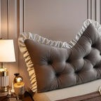 SOGA 2x150cm Crown Pillows Tufted Grey Headboard Cushion Set