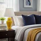 SOGA Oval Ceramic Table Lamp with Gold Metal Base Desk Lamp Yellow