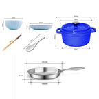 SOGA Kitchenware Bundle – Blue Enamel Stewpot, Stainless Steel Fry Pan & Ceramic Dinnerware Set $ 229