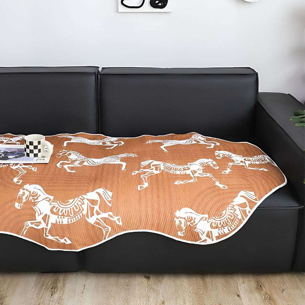 SOGA Two-Seater Orange Horse Print 90x180cm Throw Blanket Sofa Cover $ 111