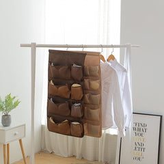 SOGA 2X Coffee Double Sided Hanging Storage Bag Underwear Bra Socks Mesh Pocket Hanger Home Organiser