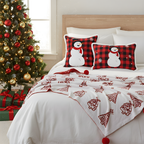 SOGA Christmas Bundle – Red Christmas Tree Fleece Throw & Red Snowman Holiday Pillows $ 200