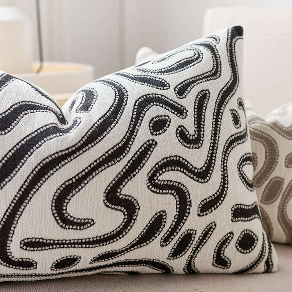 SOGA 2X 30cm Black White Abstract Swirl Pattern Decorative Throw Pillow $ 140