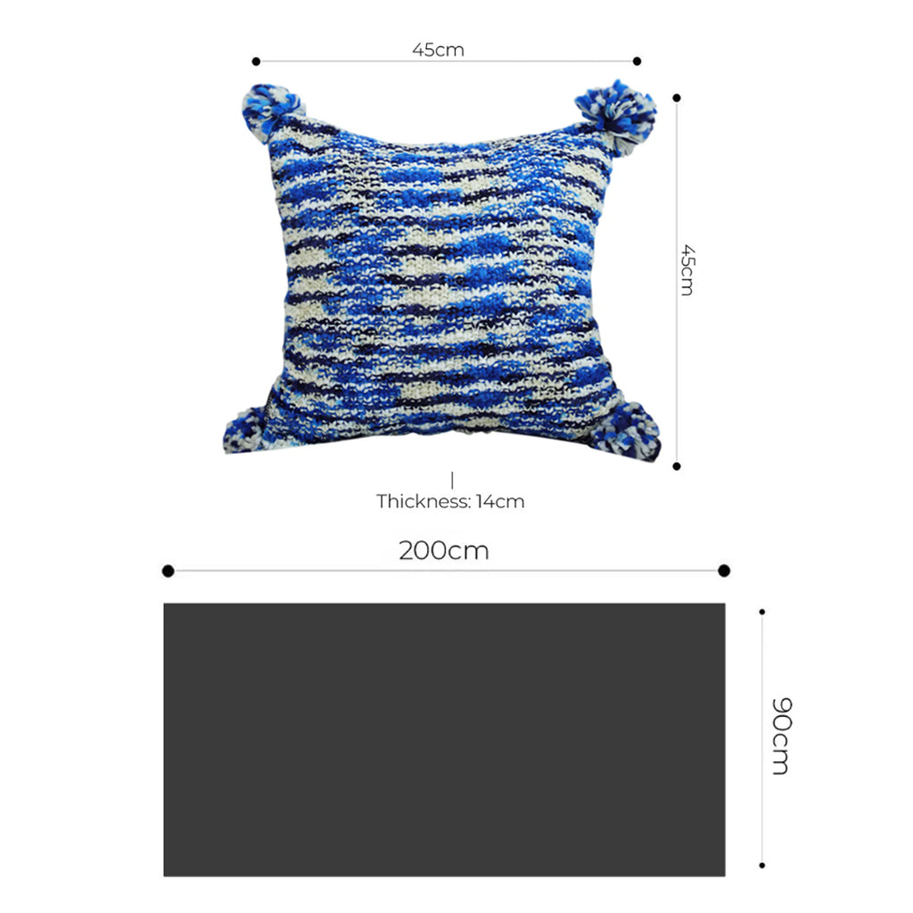SOGA Home & Living Bundle – Deep Sea Blue Gradient Pillow & Matching Gradient Throw Blanket