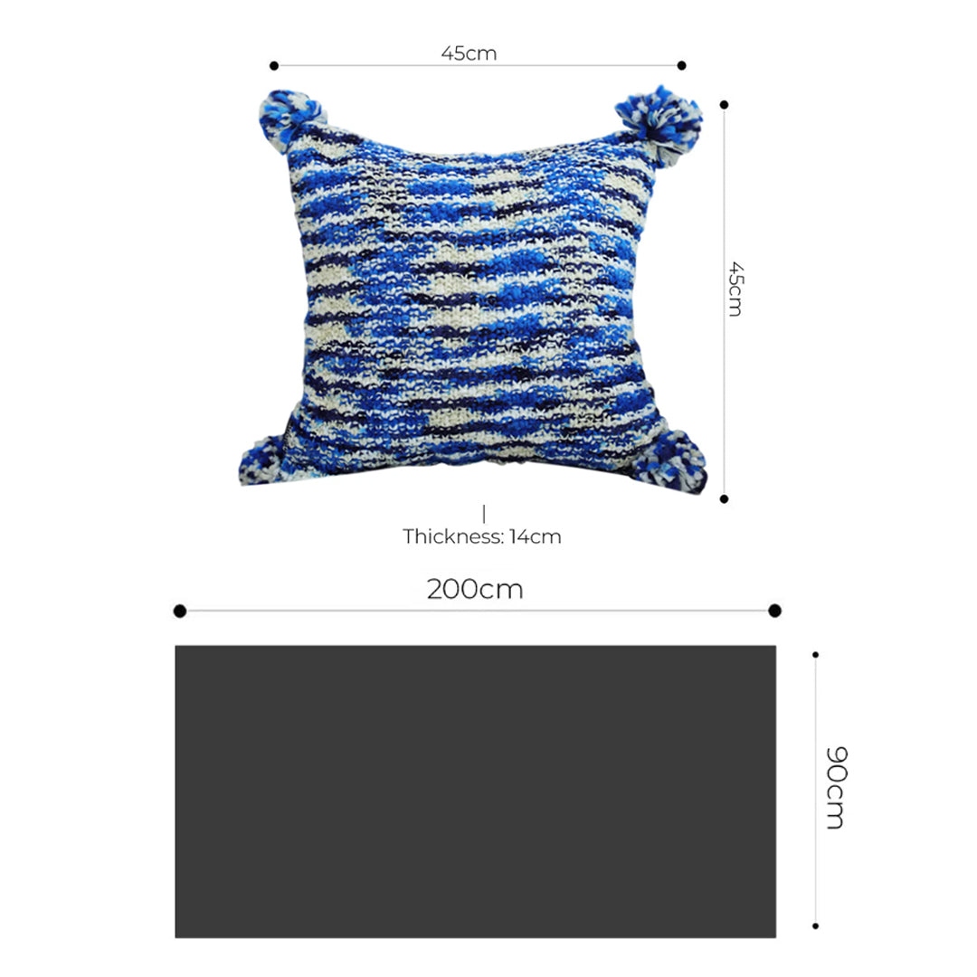 SOGA Home & Living Bundle – Deep Sea Blue Gradient Pillow & Matching Gradient Throw Blanket