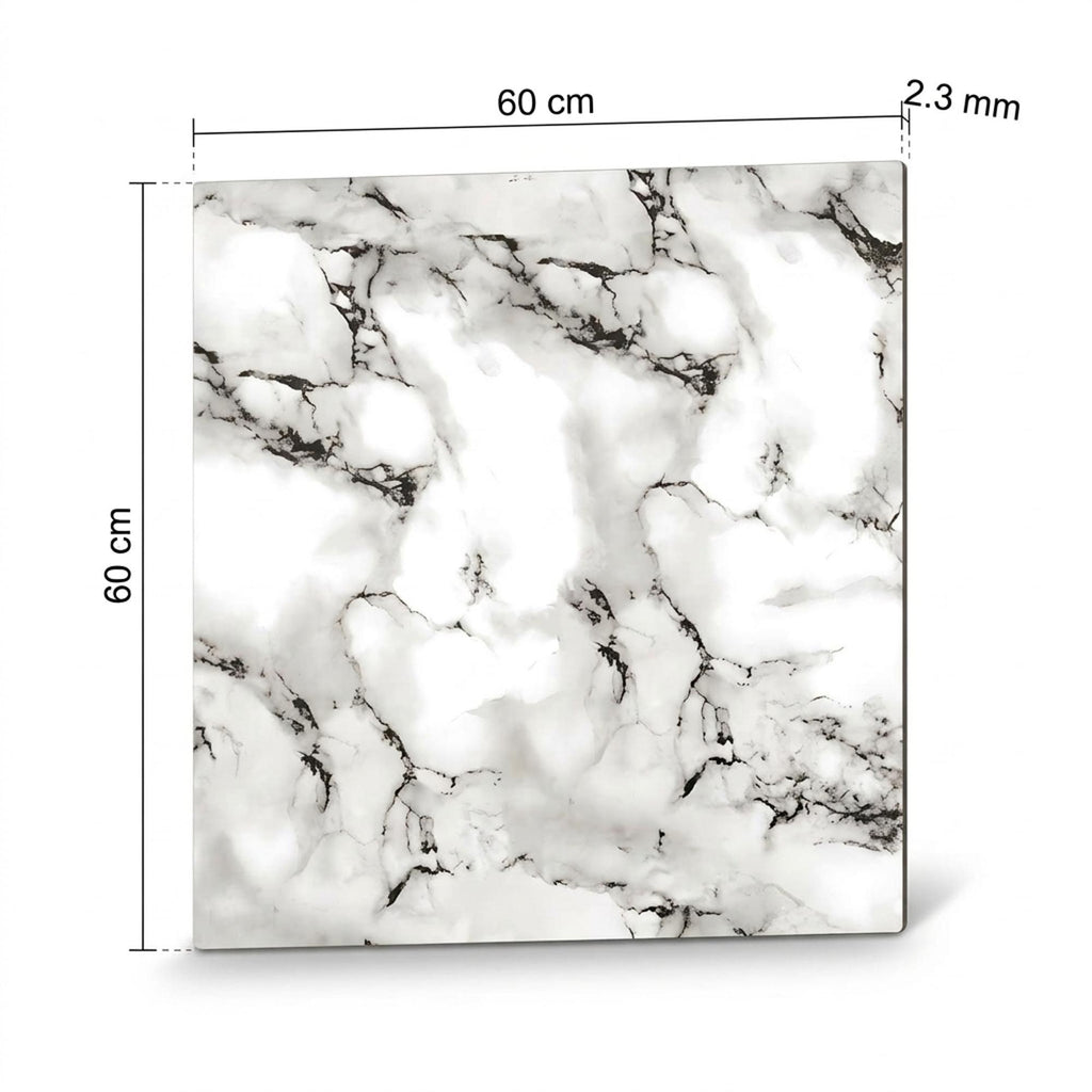 SOGA Peel & Stick Floor and Wall Tiles 30 x 30cm 10 Pack Black White Faux Marble