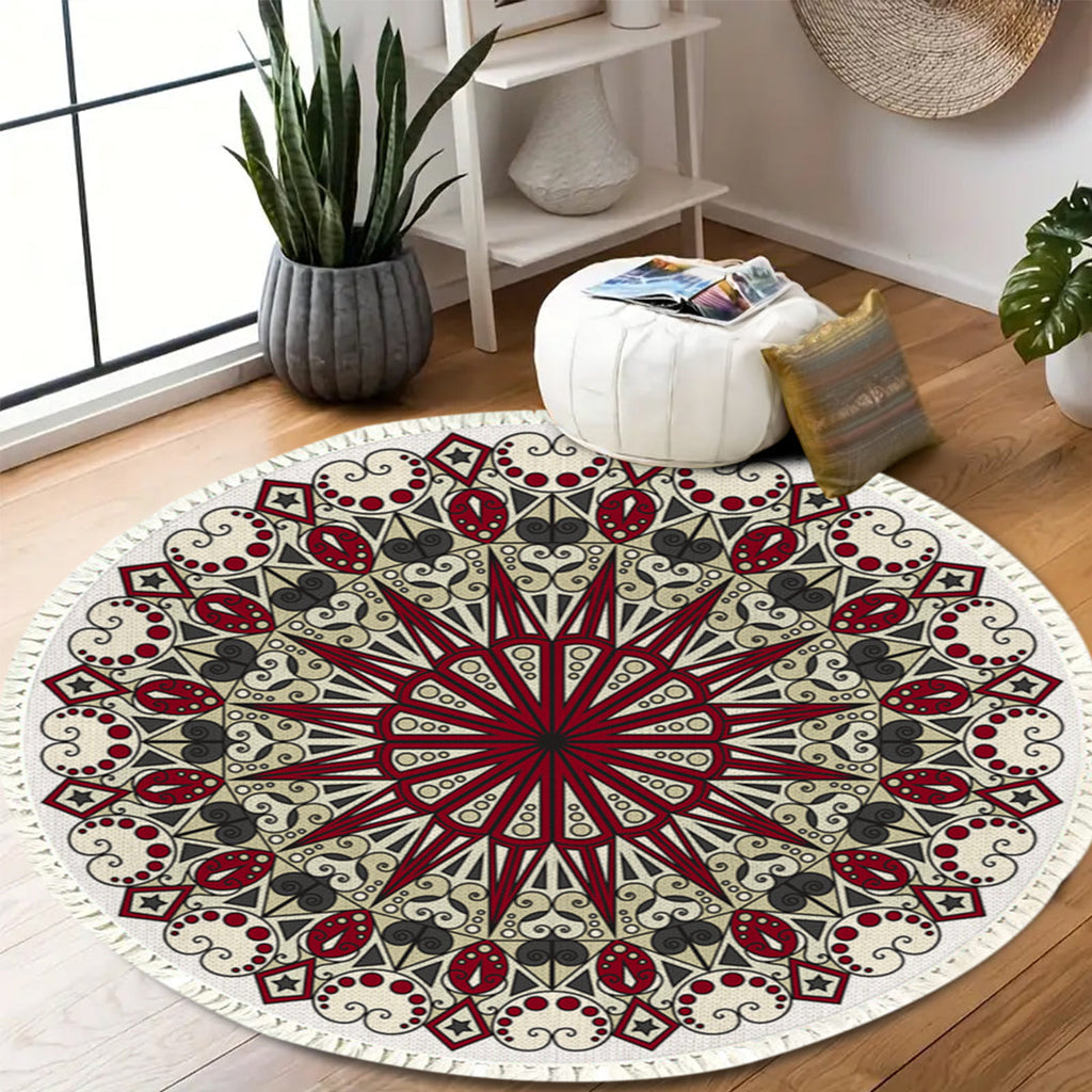 SOGA 2X 120cm Mandala Modern Ethnic Tassel Print Anti-slip Doormat Home Decor