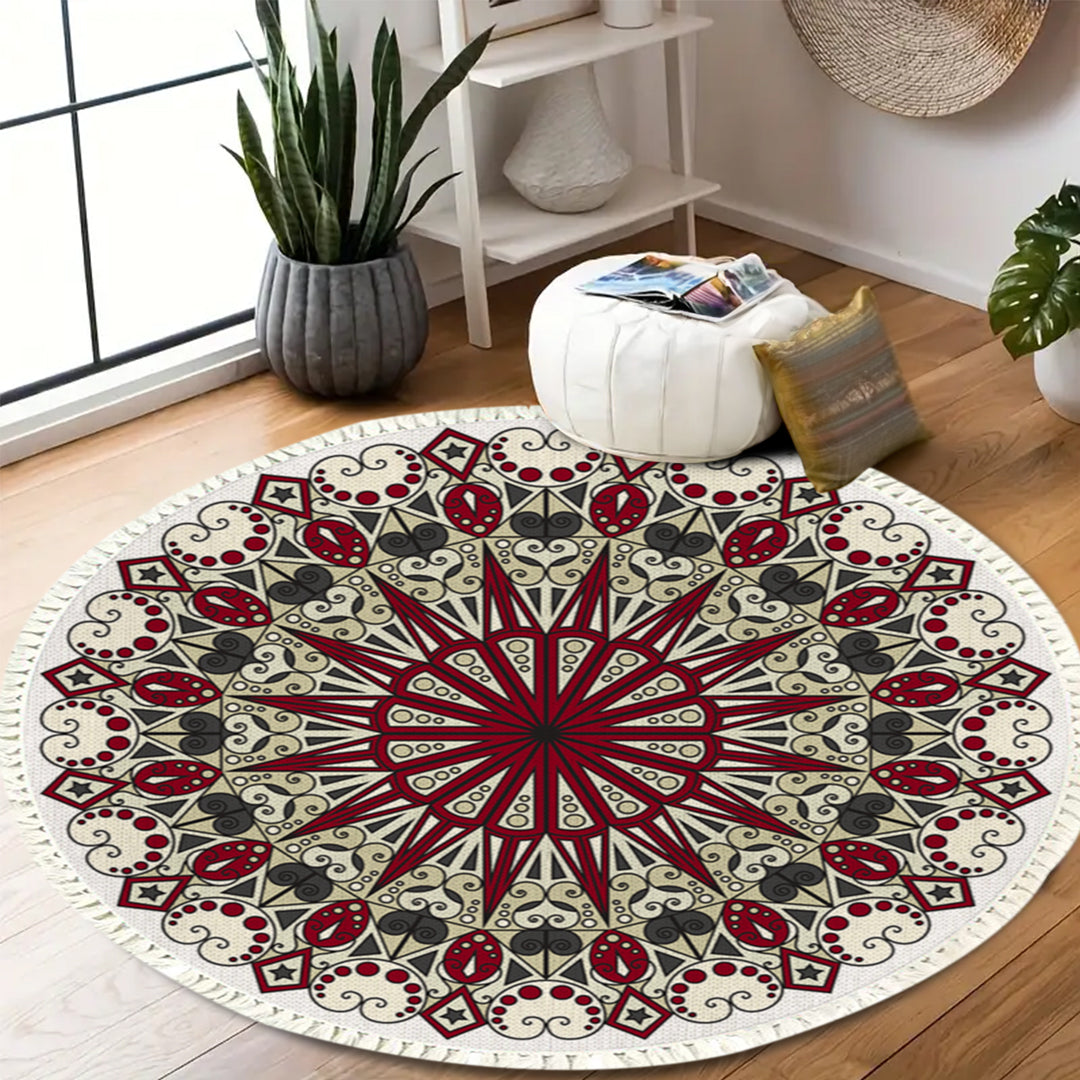 SOGA 2X 120cm Mandala Modern Ethnic Tassel Print Anti-slip Doormat Home Decor