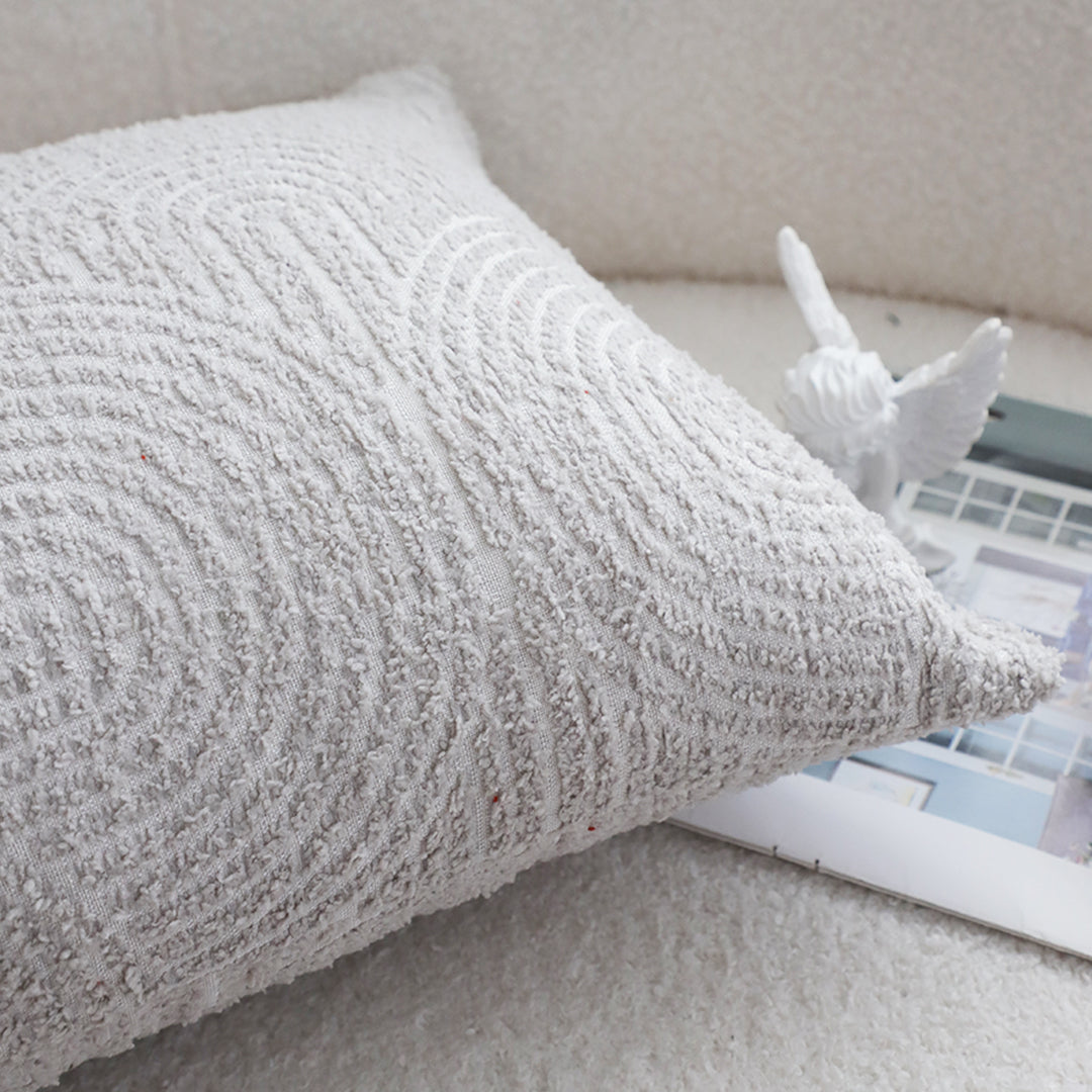 SOGA 2X 35cm Throw Pillow Beige Gray Lumbar Embroidered Decorative Cover Stitch for Home Decor