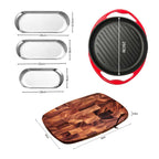 SOGA Kitchenware Bundle – Acacia Cutting Board, Cast Iron Skillet & Silver Nordic Plate Set $ 179