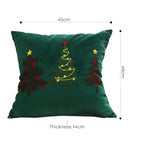 SOGA 45cm Throw Pillow Green Three Embroidered Christmas Trees for Festive Holiday Square Cushion Home Decor