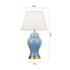 SOGA 2x Oval Ceramic Table Lamp with Gold Metal Base Desk Lamp Blue