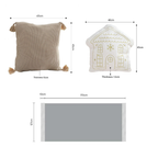 SOGA Christmas Bundle – 2 Khaki Wabi-Sabi & White Christmas House Pillows with Beige Knitted Throw $ 257