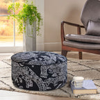SOGA 50x30cm Black Round Soft Pouffe Seat Cushion Elegant Home Accent Décor Stylish Footstool