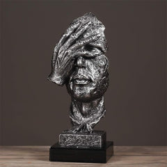 SOGA 30cm Bronze Resin Face Sculpture – Abstract Thoughtful Head Decor