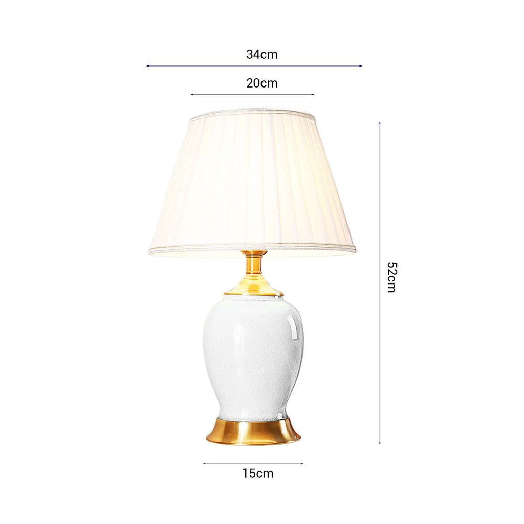 SOGA Ceramic Oval Table Lamp with Gold Metal Base Desk Lamp White
