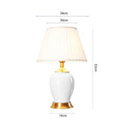 SOGA Ceramic Oval Table Lamp with Gold Metal Base Desk Lamp White