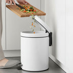 SOGA 2X Foot Pedal Stainless Steel Rubbish Recycling Garbage Waste Trash Bin Round 7L White