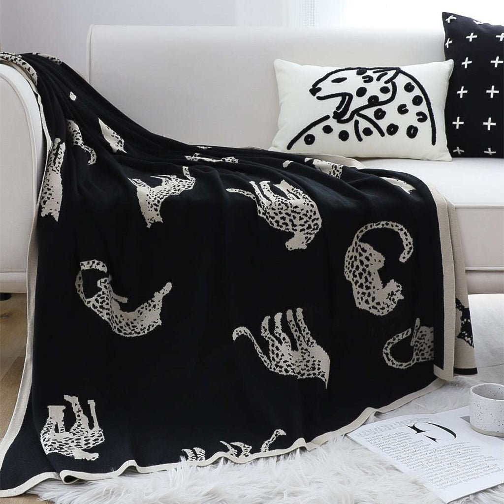 SOGA 2X Black Cream Animal Print Throw Blanket 130x180cm Acrylic $ 189