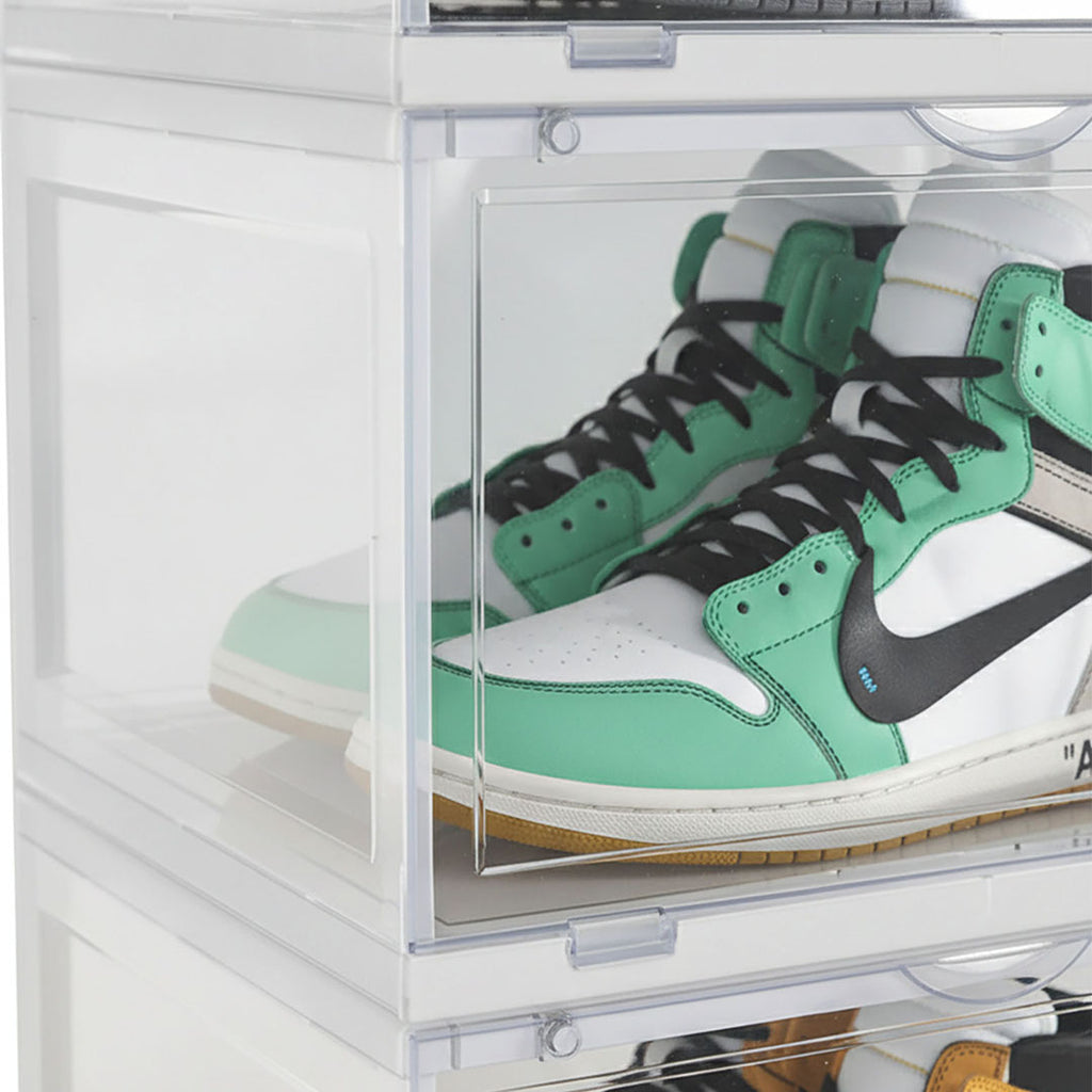 SOGA 2X 6 Tier Transparent Portable Shoe Organiser Sneaker Footwear Folding Plastic Bin Stackable Storage Box with Magnetic Door