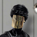 SOGA 45cm Black Resin Bust – Gold Striped Mask Home Sculpture $ 177