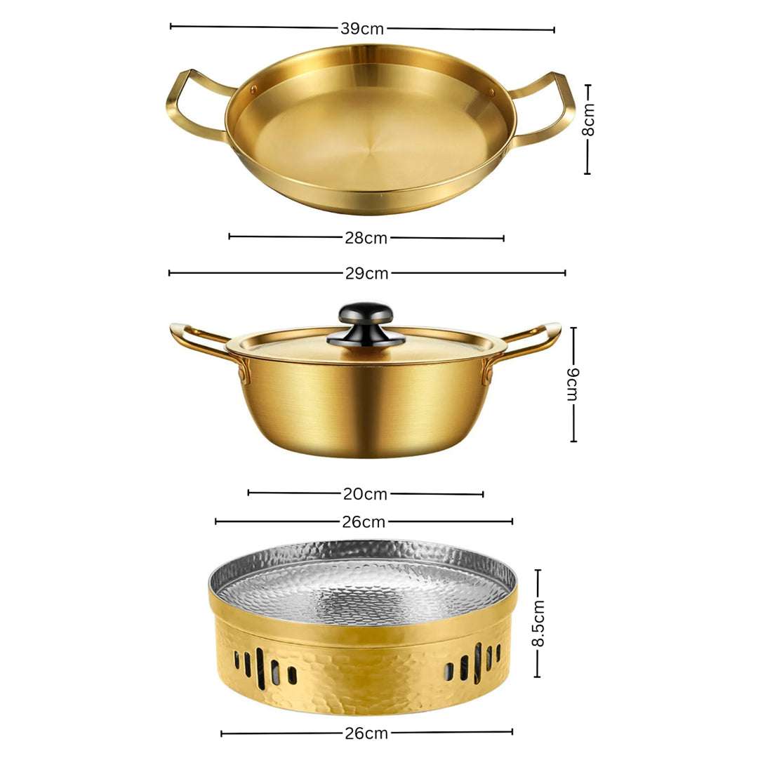 SOGA Kitchenware Bundle – Gold & Yellow Dry Pots and Ramen Pot for Stylish Kitchen Cooking $ 153