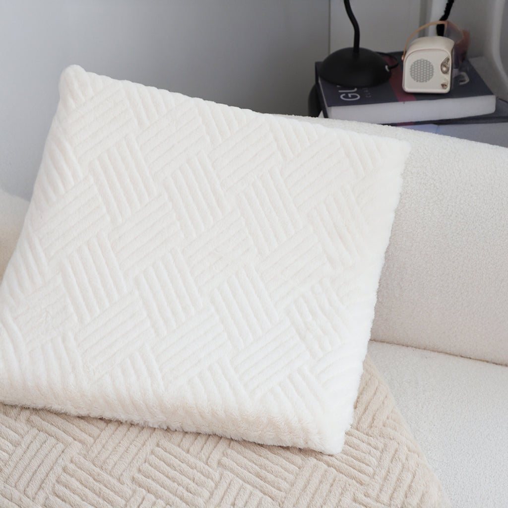 SOGA White Chevron Cushion – Soft Square Plush Backrest Pillow