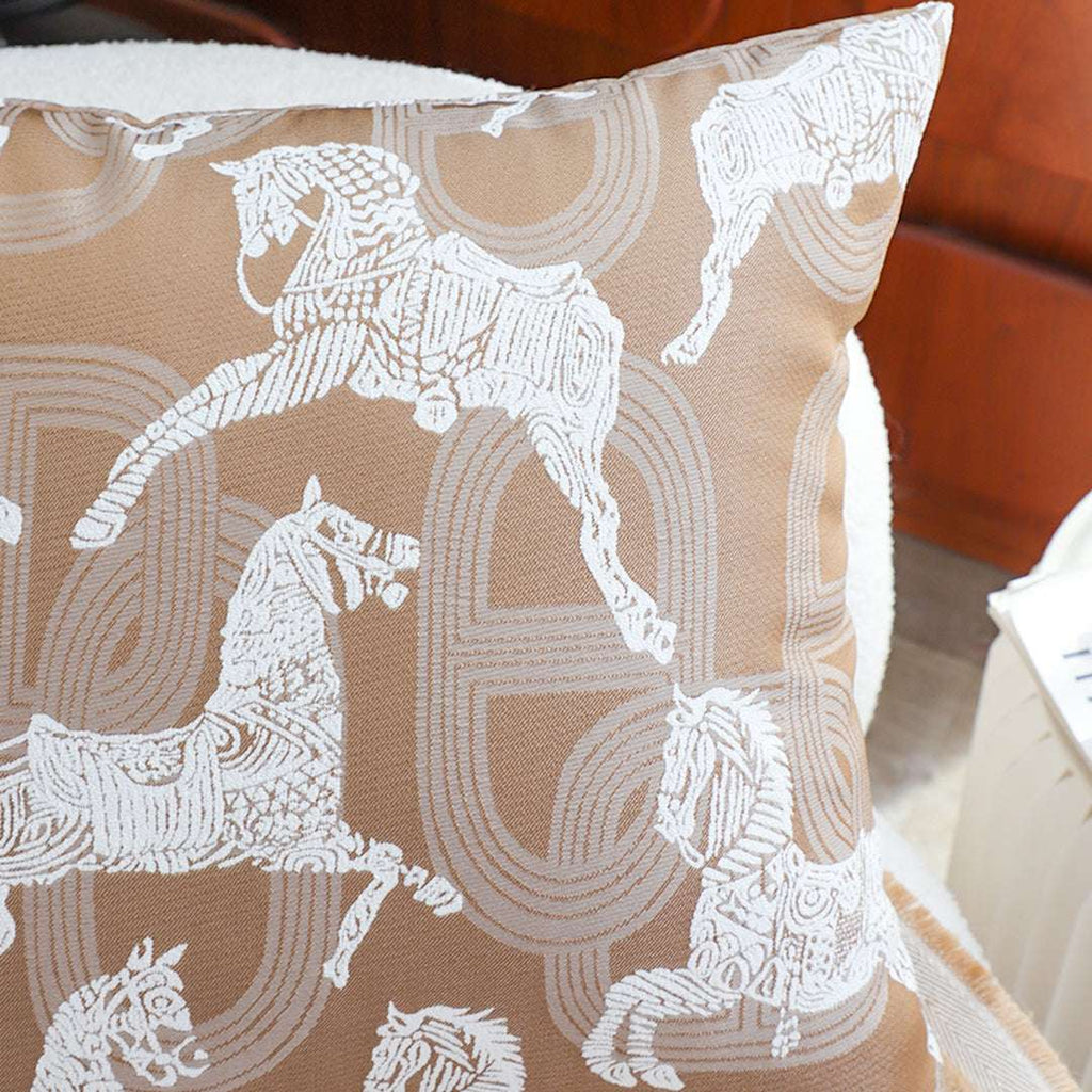 SOGA 2X 50cm Bohemian Camel Brown White Horse Pattern Throw Pillow $ 142