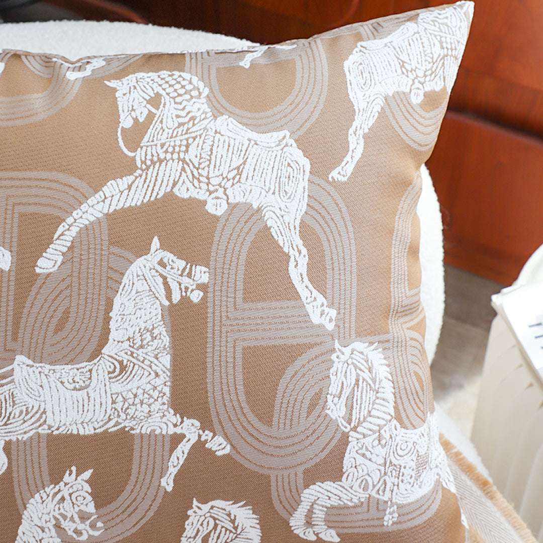 SOGA 2X 50cm Bohemian Camel Brown White Horse Pattern Throw Pillow $ 142