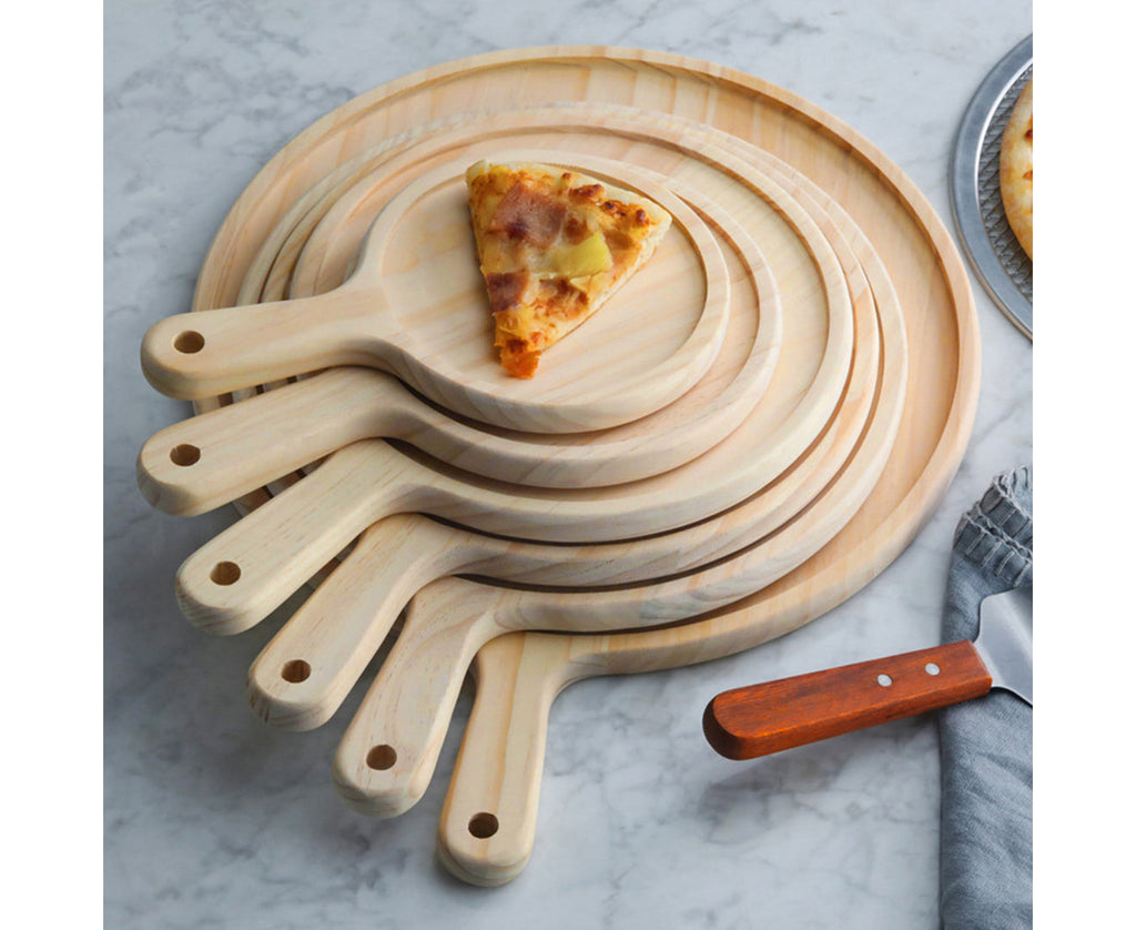 SOGA 2X 9 inch Round Premium Wooden Pine Food Serving Tray Charcuterie Board Paddle Home Decor