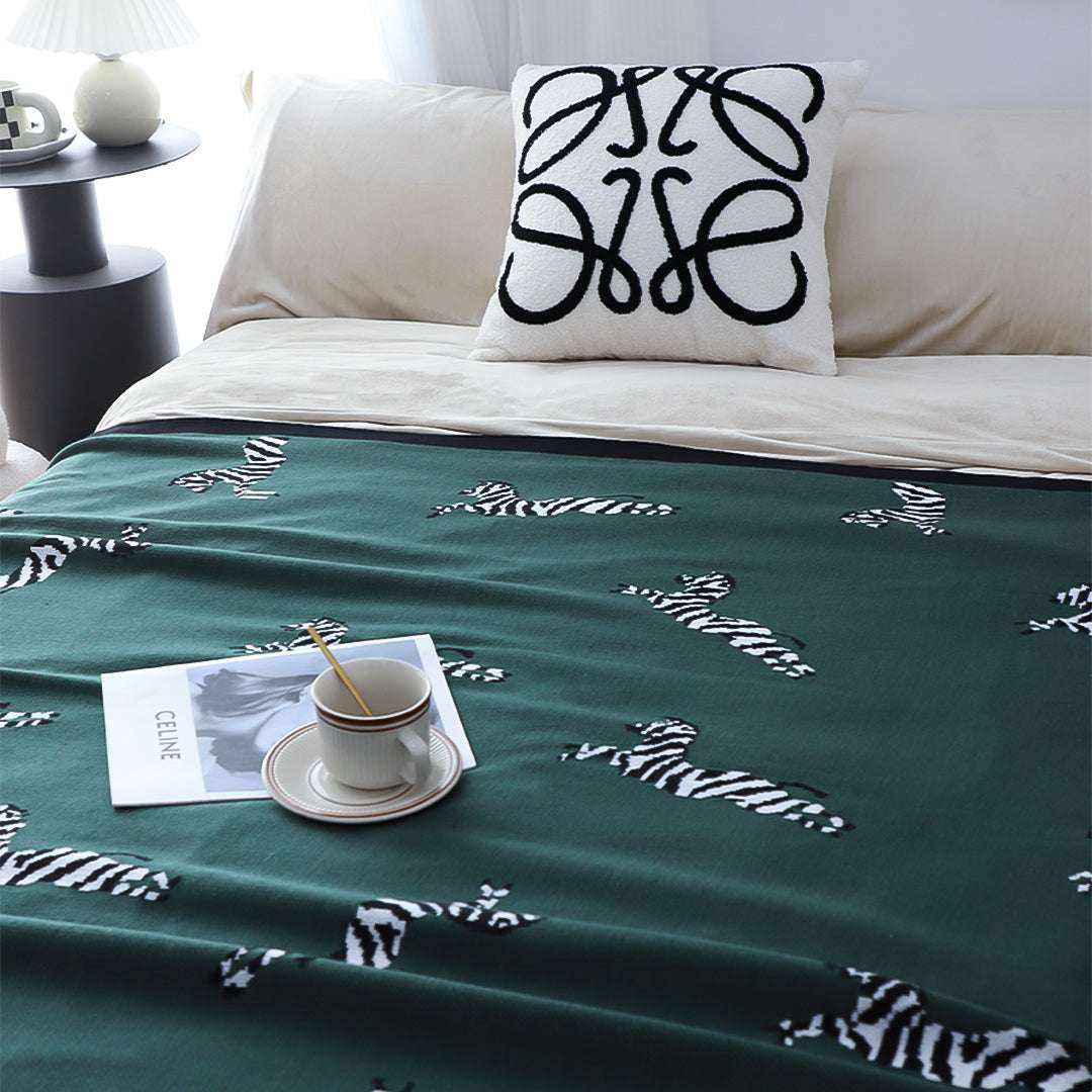 SOGA 2X Forest Green Zebra Print Throw Blanket 130x180cm Acrylic $ 189