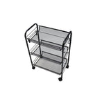 SOGA 2X 3 Tier Steel Black Bee Mesh Kitchen Cart Multi-Functional Shelves Storage Organizer with Wheels
