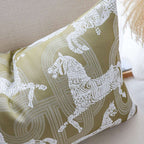 SOGA 2X 35cm Vintage Olive Green White Horse Pattern Throw Pillow $ 142