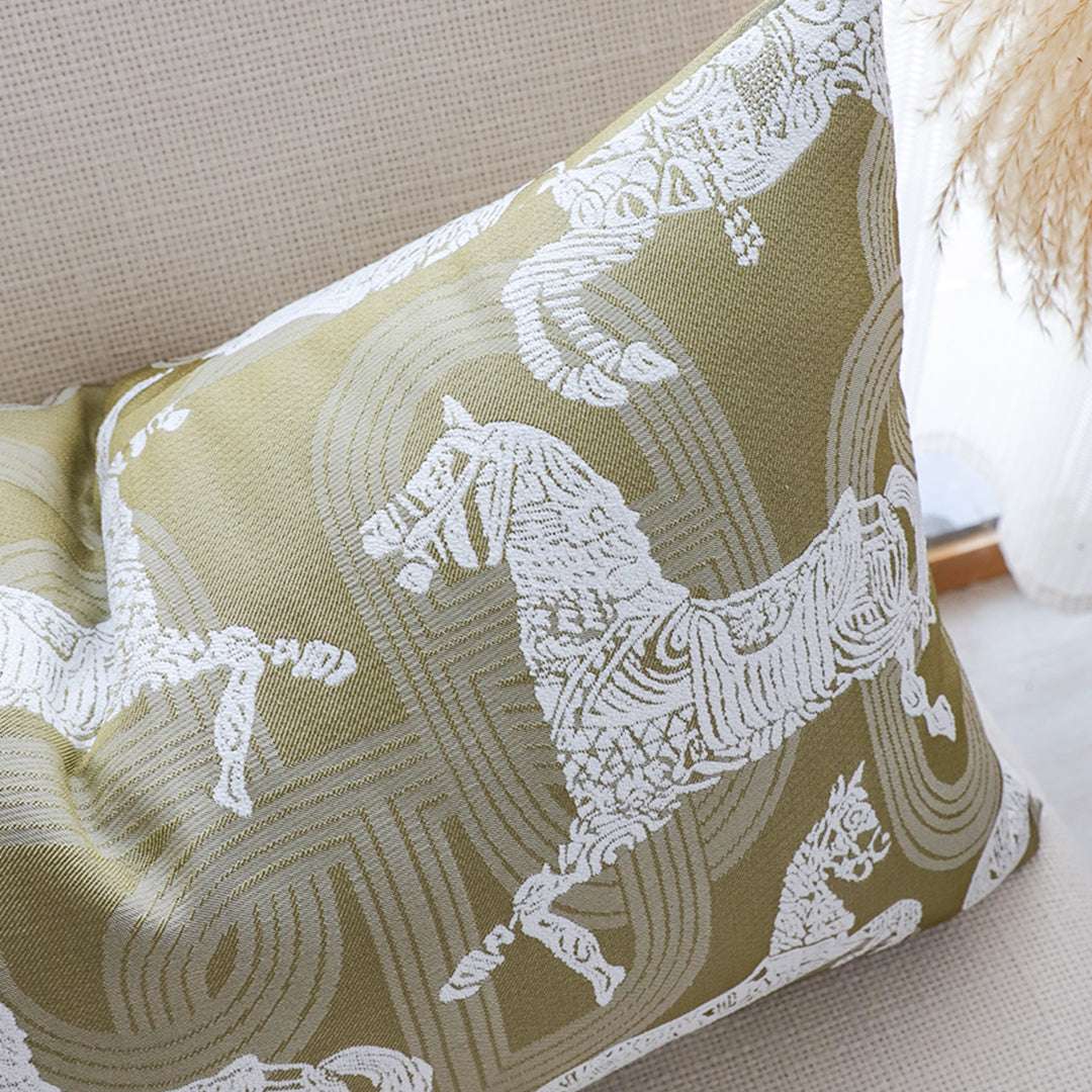 SOGA 2X 35cm Vintage Olive Green White Horse Pattern Throw Pillow $ 142