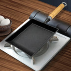 SOGA Cast Iron Tamagoyaki Japanese Omelette Egg Frying Skillet Fry Pan Wooden Handle