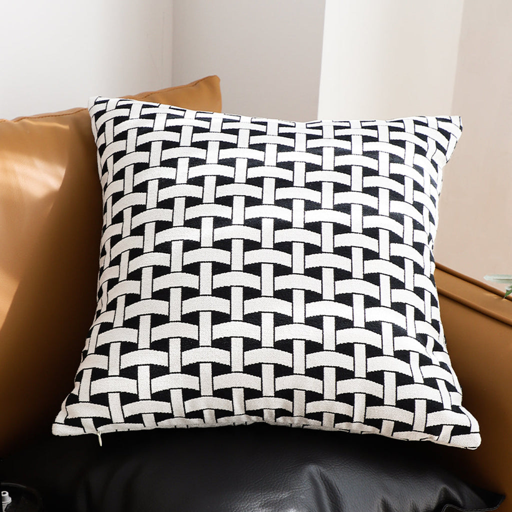 SOGA 2X 50cm Black & White Pattern Throw Pillow Thick Comfort Pro Polyester Fiber Cotton for Home Decor