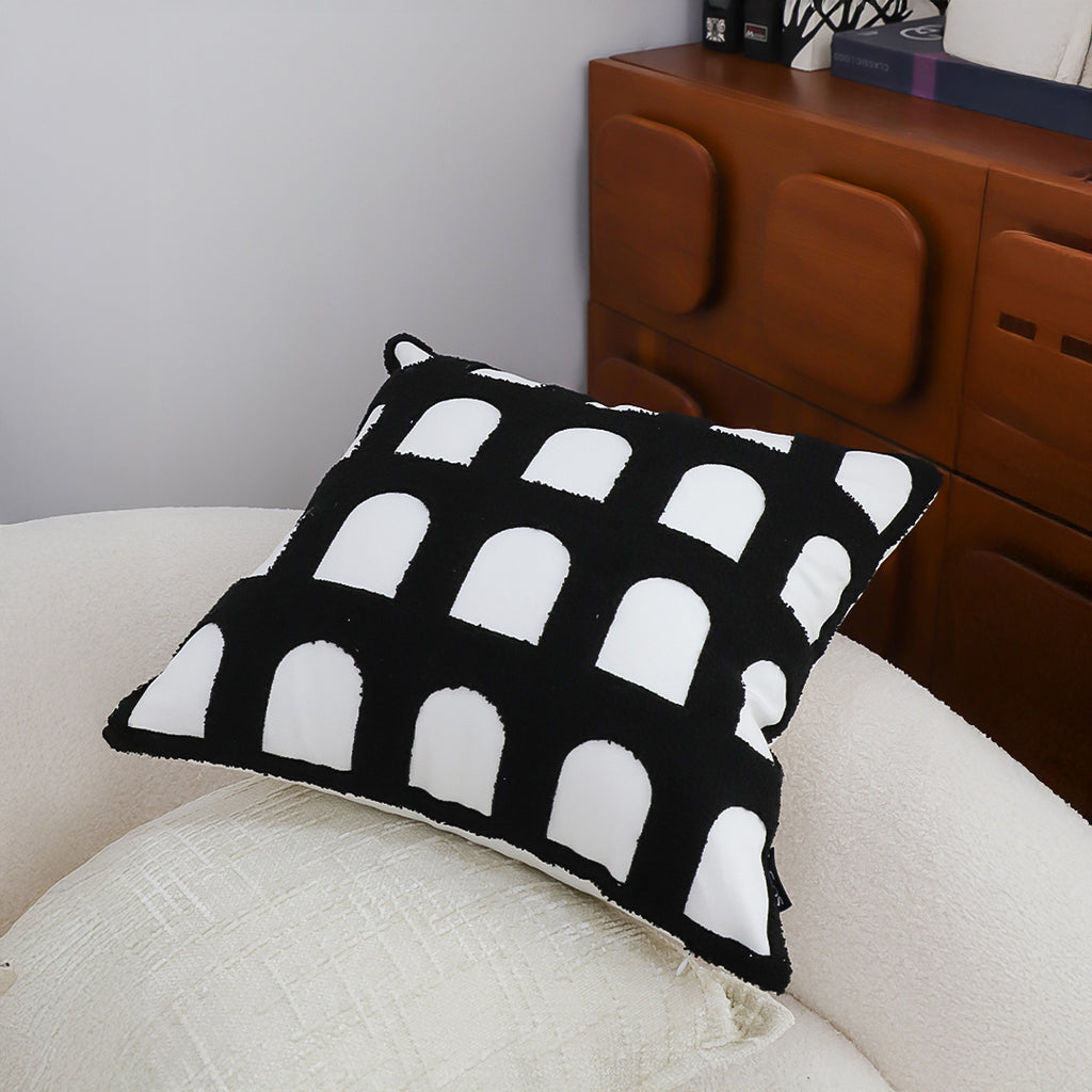 SOGA 2X 45cm Contemporary Black White Arch Pattern Geometric Throw Pillow