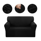 SOGA 2-Seater Black Sofa Cover Couch Protector High Stretch Lounge Slipcover Home Decor