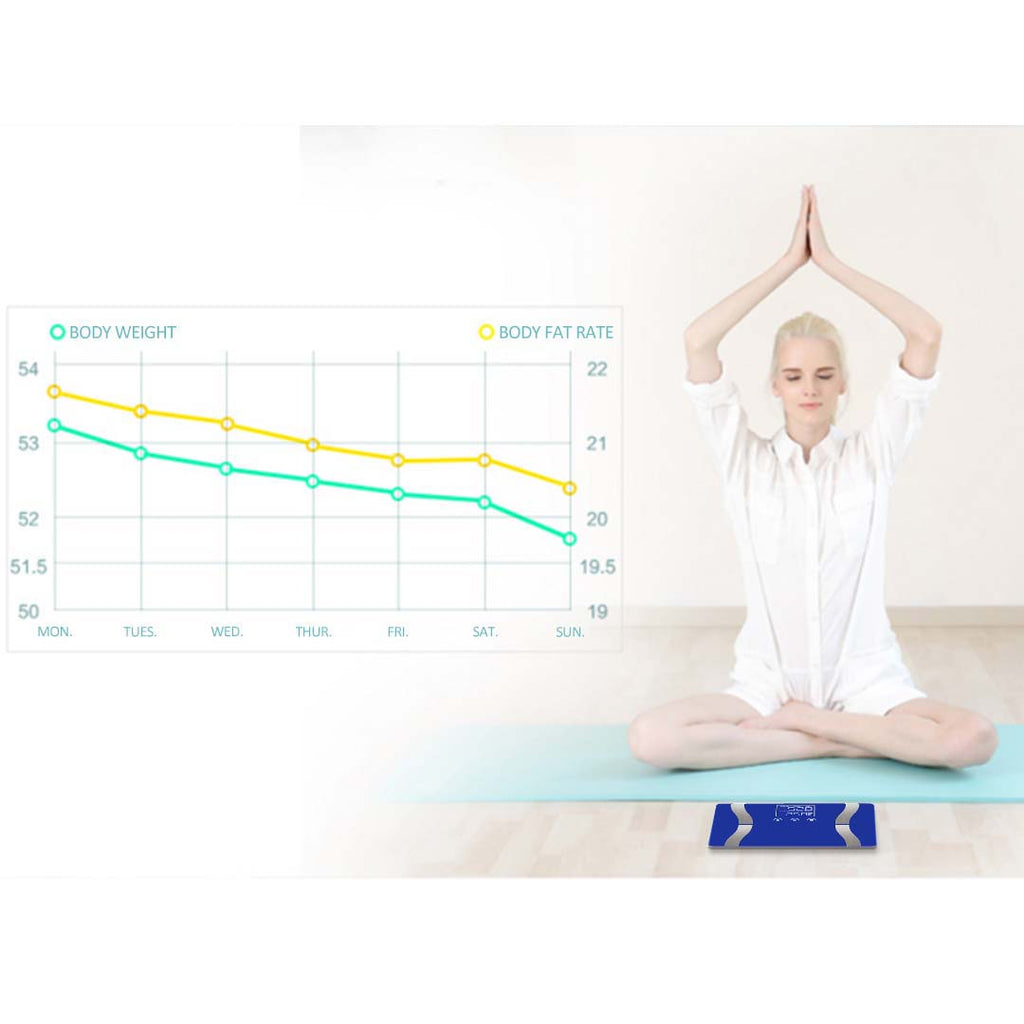 SOGA 2X Glass LCD Digital Body Fat Scale Bathroom Electronic Gym Water Weighing Scales Blue