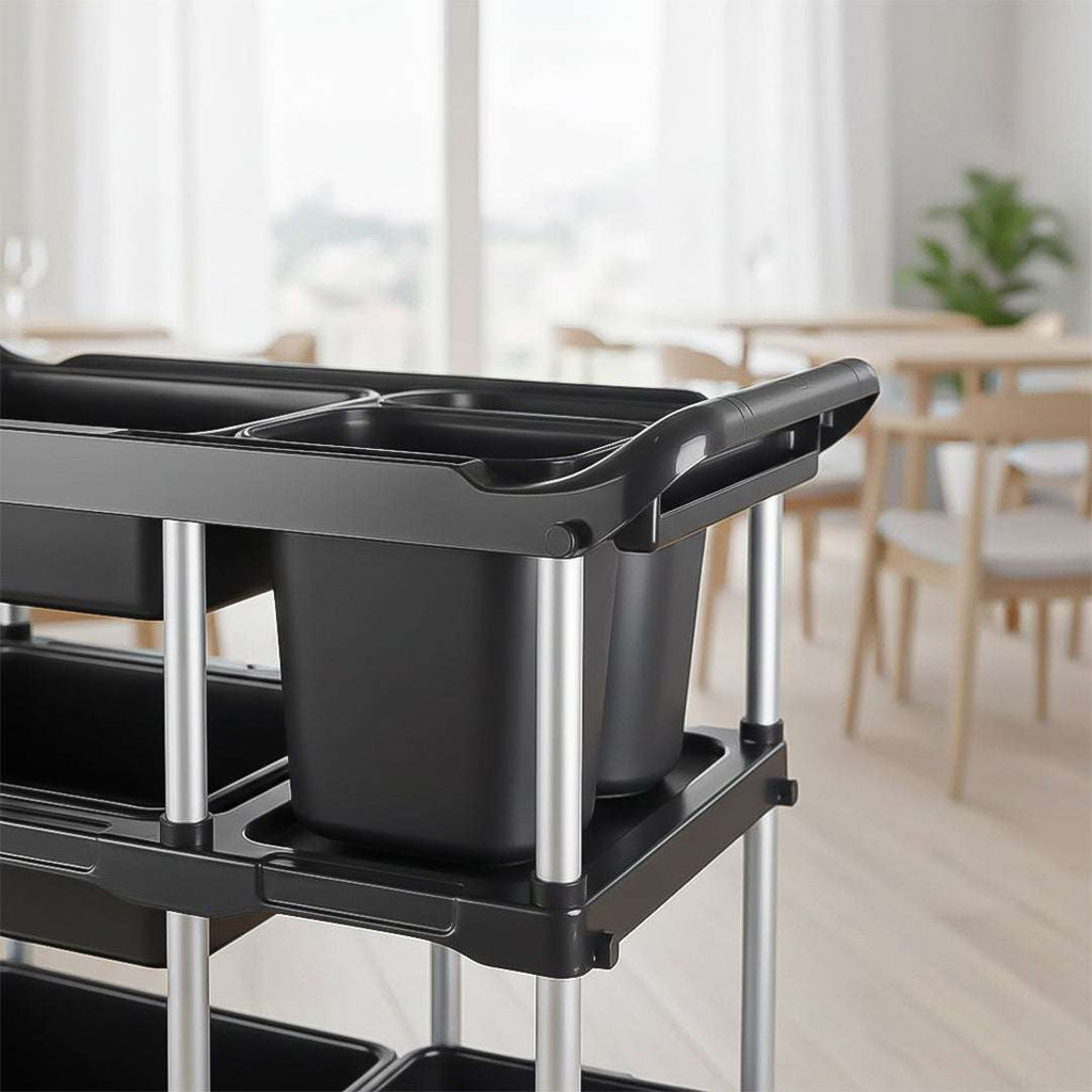 SOGA 2X Black 3-Tier Kitchen Utility Trolley Cart with 5 Buckets $ 560