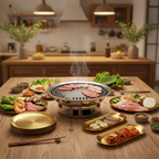 SOGA Kitchenware Bundle – Gold Nordic Plate Set, 23cm Grilling Plate & Portable Charcoal BBQ Grill $ 168