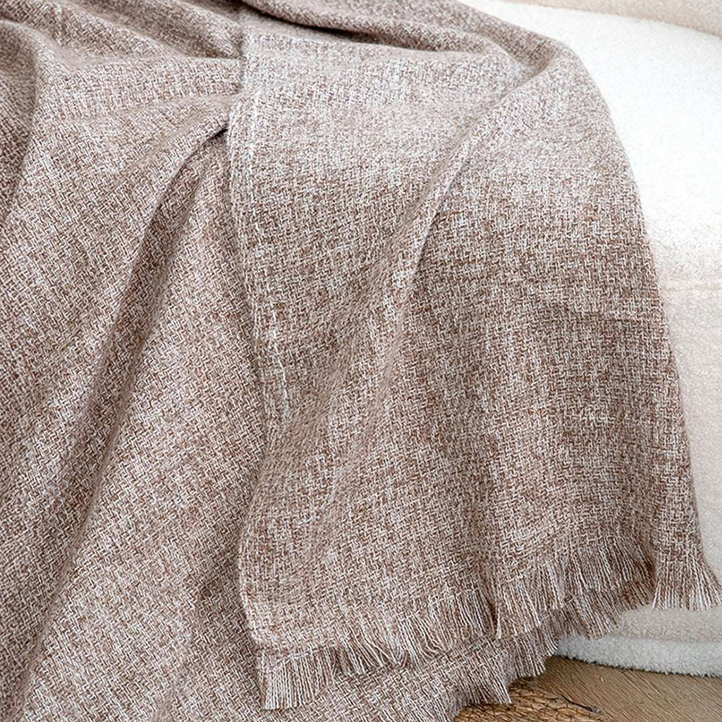 SOGA 2X 130x190cm Misty Beige Blanket – Houndstooth Tassel Throw $ 156