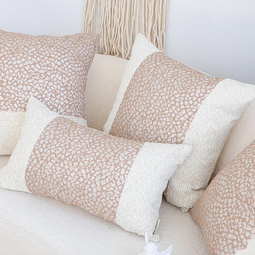 SOGA 2X 35cm Modern Beige Color Block Textured Decorative Throw Pillow