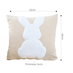 SOGA 2X 45cm Throw Pillow Light Tan Square Cushion with Soft White Rabbit Design Decorative Home Decor