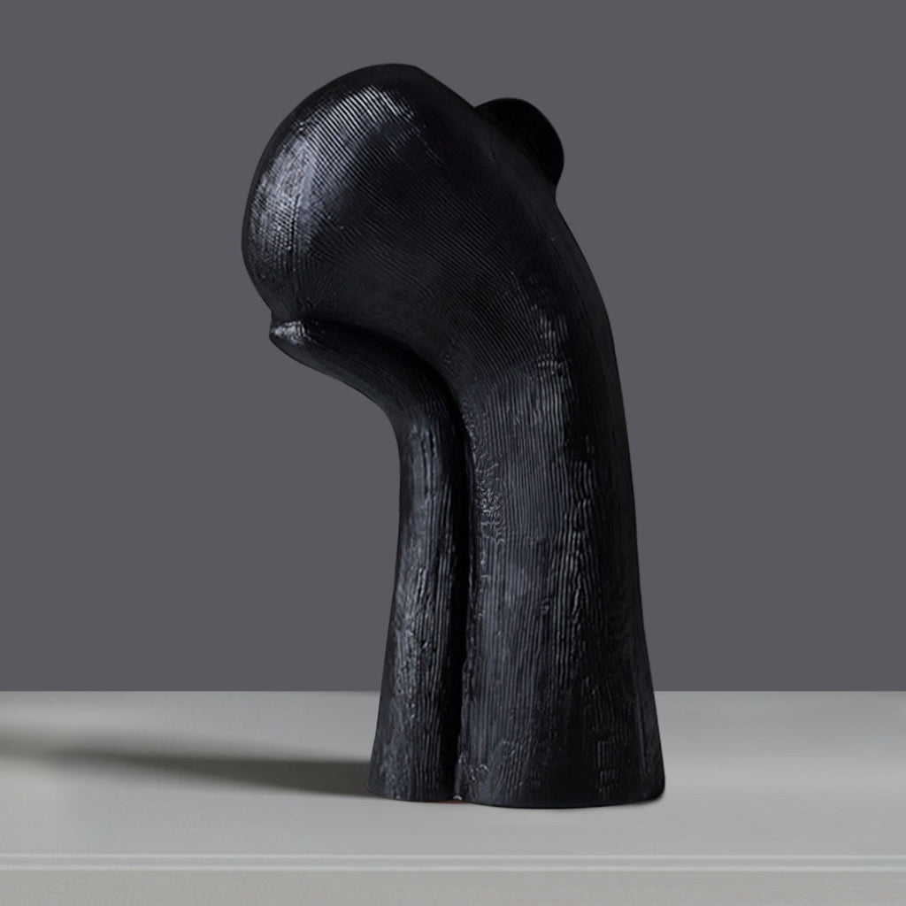 SOGA 38cm Black Head Sculpture – Minimalist Resin Decor