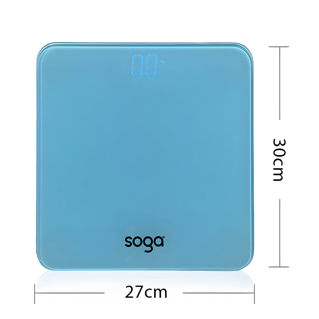 SOGA 180kg Digital Fitness Weight Bathroom Gym Body Glass LCD Electronic Scales Blue